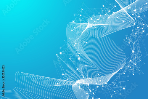 Φωτογραφία Geometric blue graphic background molecule and communication