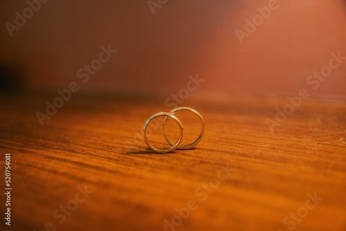 wedding rings on the table