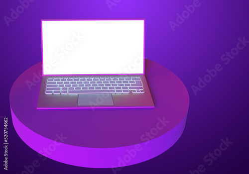 Laptop white screen. Mockup...