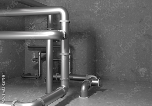 Pipe plumbing. Gray enginee...