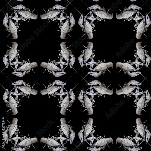 Seamless pattern with crayf...