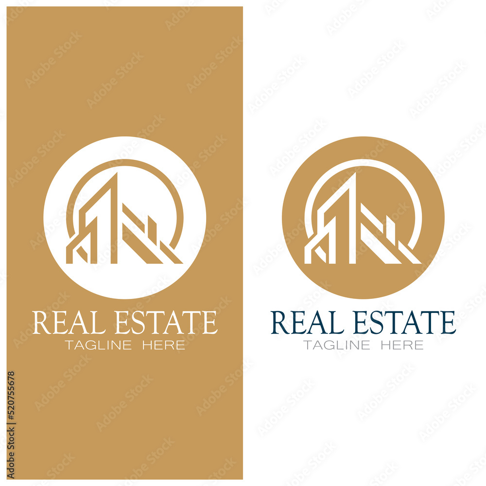Obraz premium Real Estate Business Logo icon illustration Template, Building, Property Development, and Construction Logo Vector