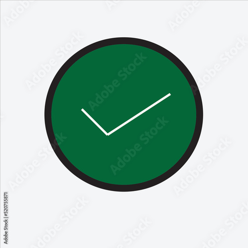 3d tick icon on green color square box. Rendering illustration of check mark isolated on white background. Button to verify, agreement solution, select accept, confirm, success task done concept.