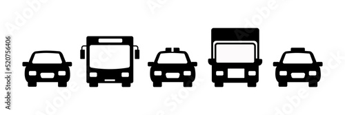 Transportation icons. White on a black background