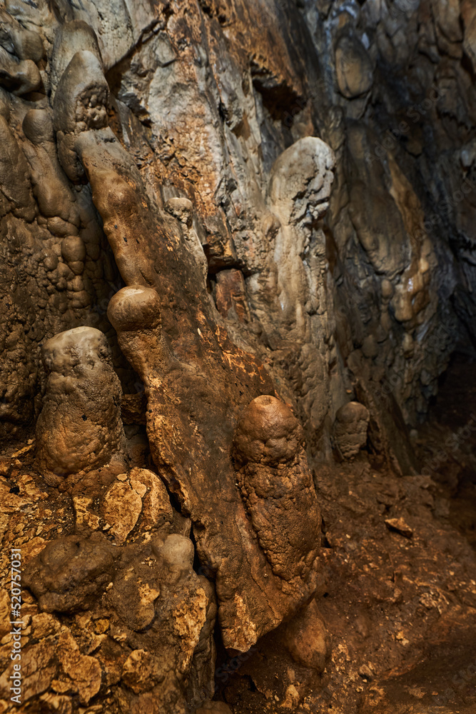 Interior of a cave with speleothemes Interior of a cave with speleothemes
