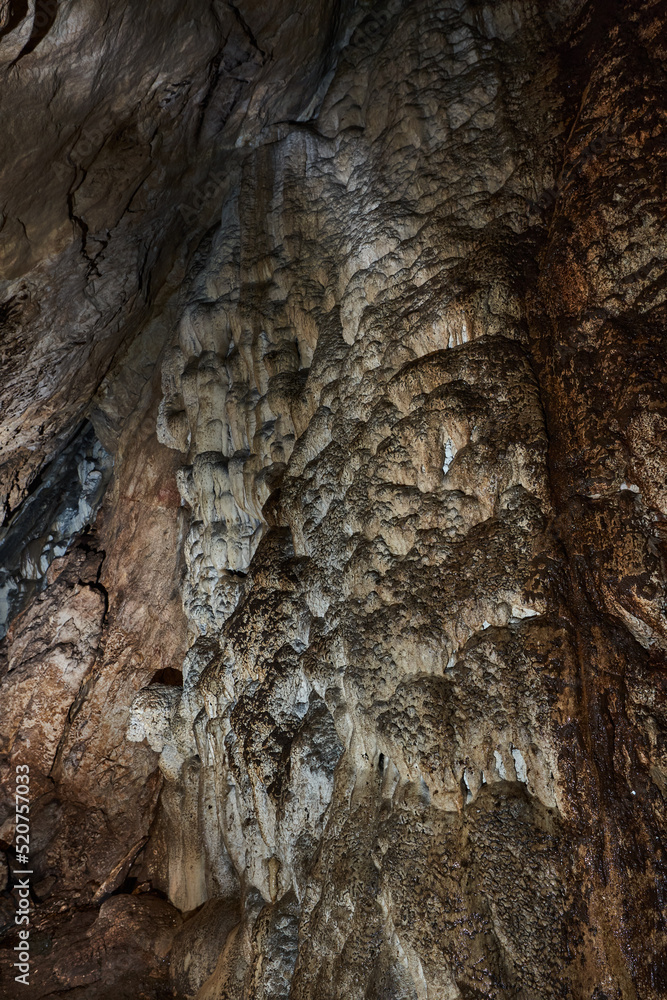 Interior of a cave with speleothemes Interior of a cave with speleothemes