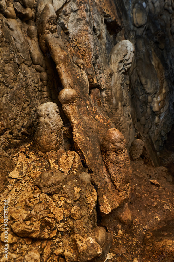 Interior of a cave with speleothemes Interior of a cave with speleothemes