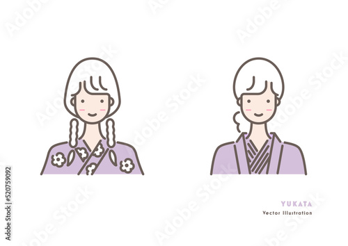 浴衣姿の女性のイラスト