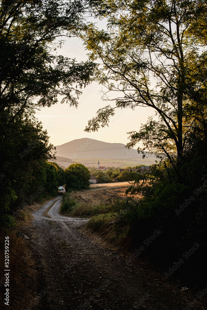 Village landscape from Europe by sunset Village landscape from Europe by sunset