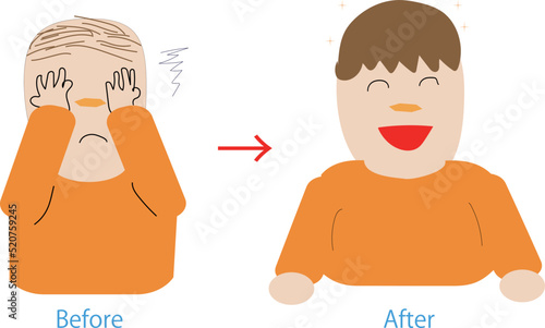 育毛に成功した男性のイラスト