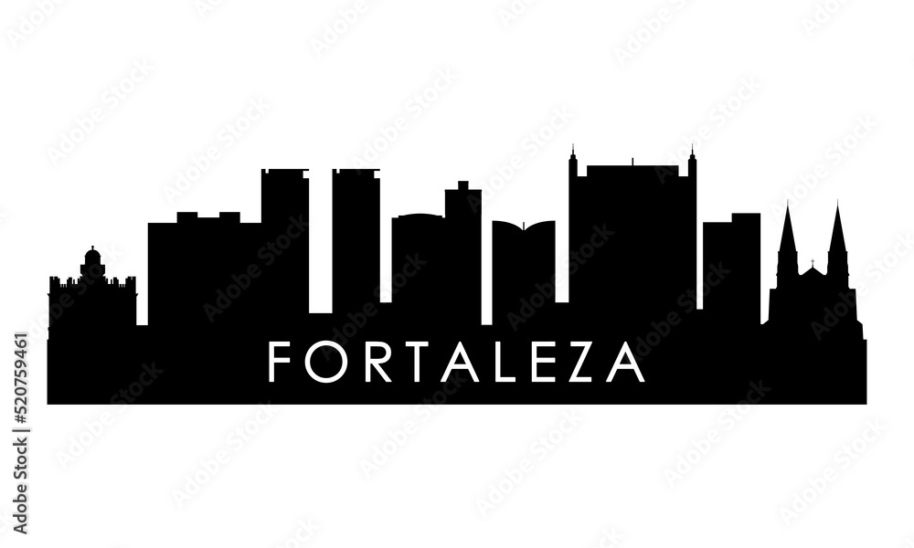 Fortaleza skyline silhouette. Black Fortaleza city design isolated on white background.