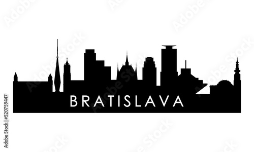 Bratislava skyline silhouette. Black Bratislava city design isolated on white background.