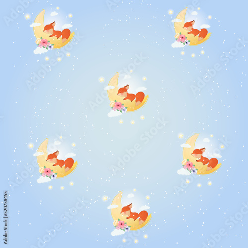 seamless pattern with cute fox