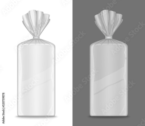 Vector plastic bag packaging mockup, plastic bag with clip