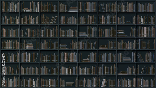 3D Old Books On Bookshelves Seamless Pattern