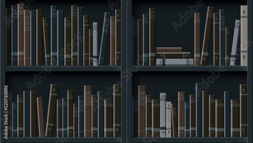 3D Old Books On Bookshelves Seamless Pattern