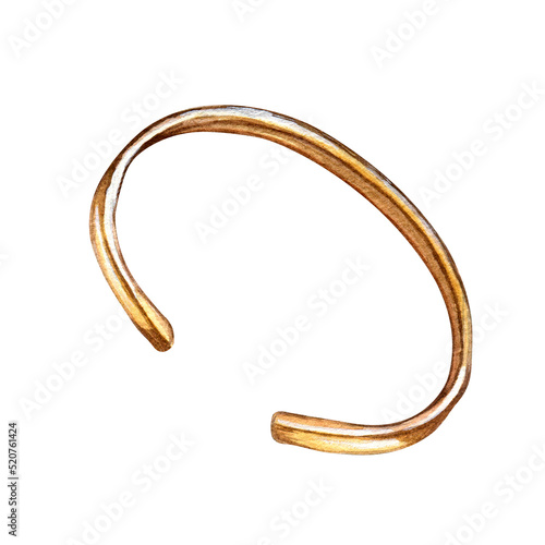 Photos Gold bracelet, circlet for fashion set watercolor illustration isolated