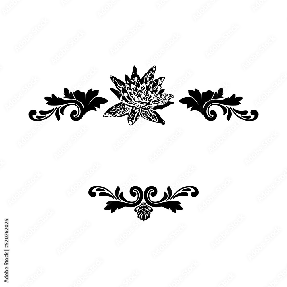  flowers and damask vector frame