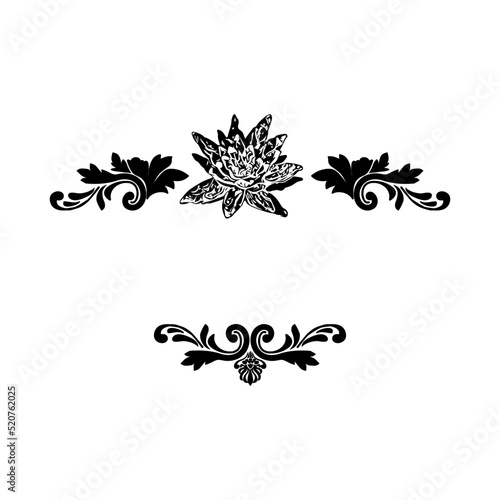  flowers and damask vector frame
