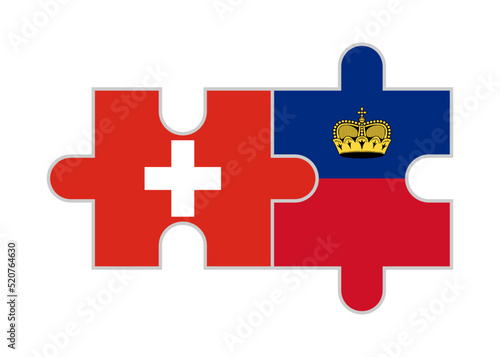 puzzle pieces of switzerland and liechtenstein flags. vector illustration isolated on white background photo