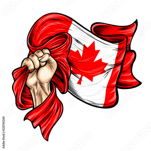 Canada day Vector illustration on the theme canada independence day. Hands with national flags of canada