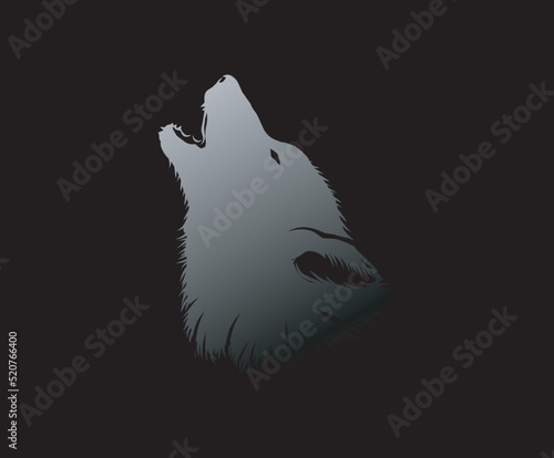 wolf howl vector in black background
