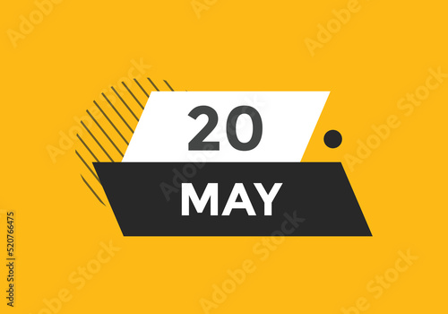 may 20 Calendar icon Design. Calendar Date 20th may. Calendar template 
