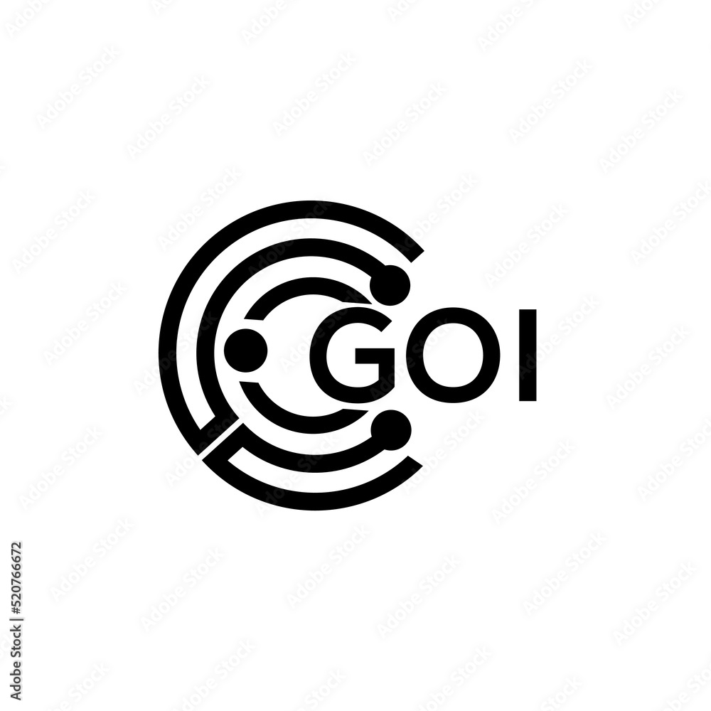 GOI letter technology initial creative logo design template vector