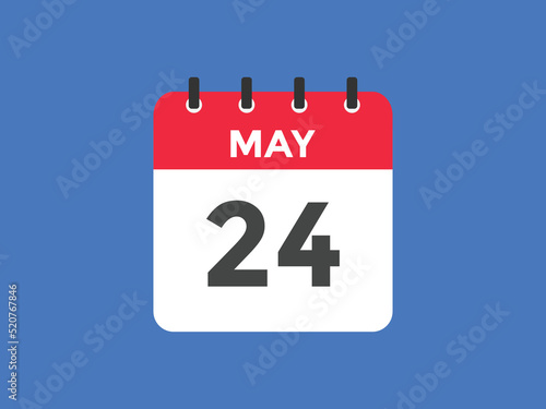 may 24 calendar reminder. 24th may daily calendar icon template. Vector illustration 
