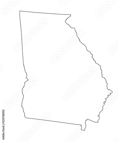 Blank Georgia vector map silhouette illustration isolated on white background. High detailed illustration. United state of America country. Empty editable Georgia line contour map.