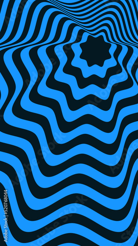 The concept of a distorted optical blue background. Abstract 3D illusion. Vector illustration.