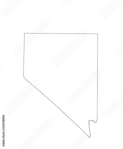 Blank Nevada State vector map silhouette illustration isolated on white background. High detailed illustration. United state of America country. Nevada empty map with borders. photo