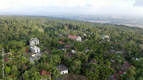 The Famous And Cleanest Town Of Mawlynnong In Khasi Hills, Meghalaya State In North East India. Aerial Wide Shot