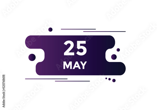 may 25 calendar reminder. 25th may daily calendar icon template. Vector illustration 

