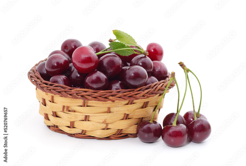 Red ripe cherries in the basket. Red ripe cherries in the basket.