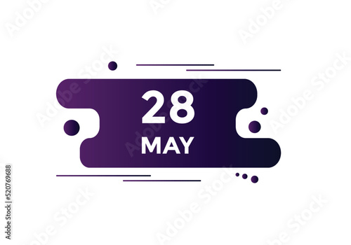 may 28 Calendar icon Design. Calendar Date 28th may. Calendar template 