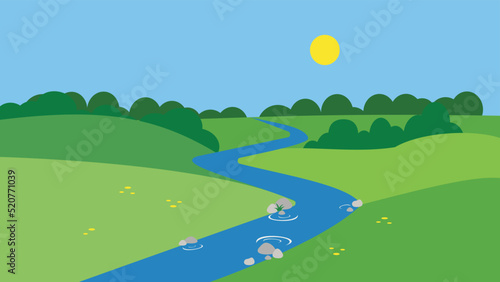 Landscape of the river valley on a sunny day