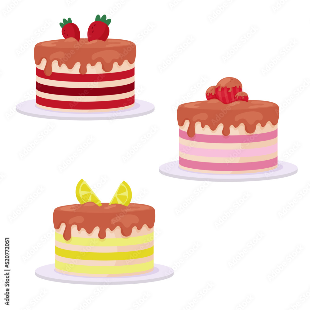 Cake with strawberries lemons and chocolate icing Cake with strawberries lemons and chocolate icing
