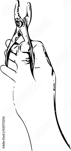 Vector illustration of a hand holding a pliers