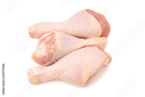 Raw chicken legs on white background isolated. Chicken meat. Diet meat.