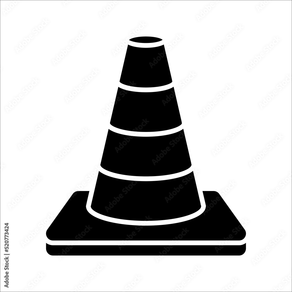 Construction cone icon, vector illustration design. Tools collection. on white background. color editable Construction cone icon, vector illustration design. Tools collection. on white background. color editable