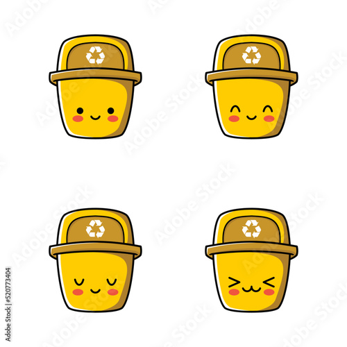 vector illustration of cute trash can emoji