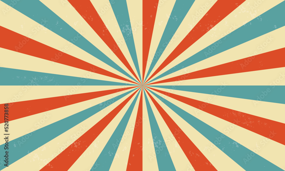 Fototapeta premium Retro circus background with rays or stripes in the center. Sunburst.