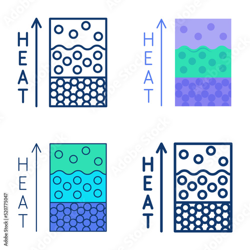 Aggregate states of matter icon set