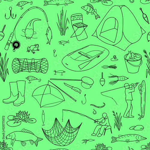vector seamless pattern on the topic of fishing
