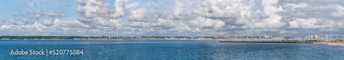 leisure harbor and Swedish shore on Oresund sea, from Helsingor, Denmark