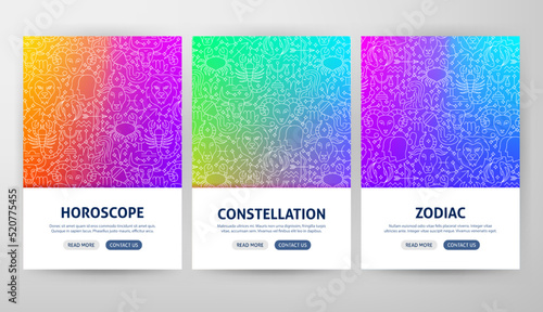 Zodiac Flyer Concepts. Vector Illustration of Outline Design.
