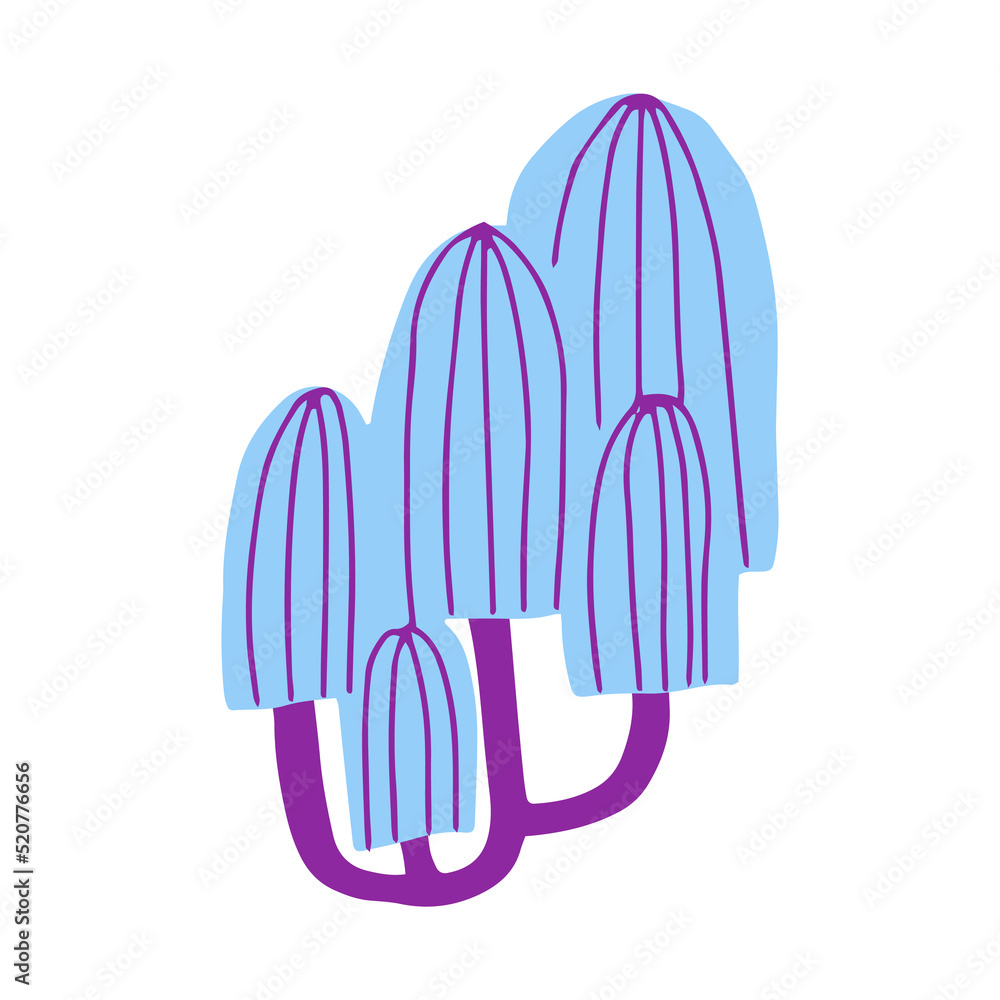 Magic mushroom decorative in cold violet and blue colors. Hand drawn vector illustration Magic mushroom decorative in cold violet and blue colors. Hand drawn vector illustration