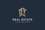 Initial OY logo for real estate with simple and creative house roof icon logo design ideas