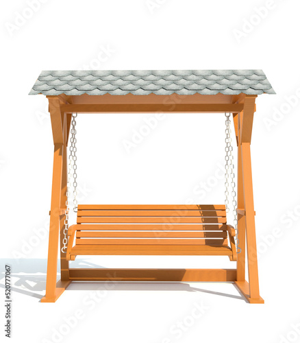garden wooden swing 3d render illustration